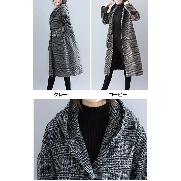 ゆったりシルエット レディース フーデットコート[品番
