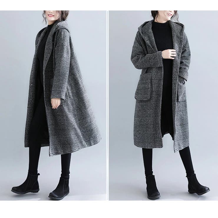 ゆったりシルエット レディース フーデットコート[品番 ゆったりシルエット レディース フーデットコート[品番