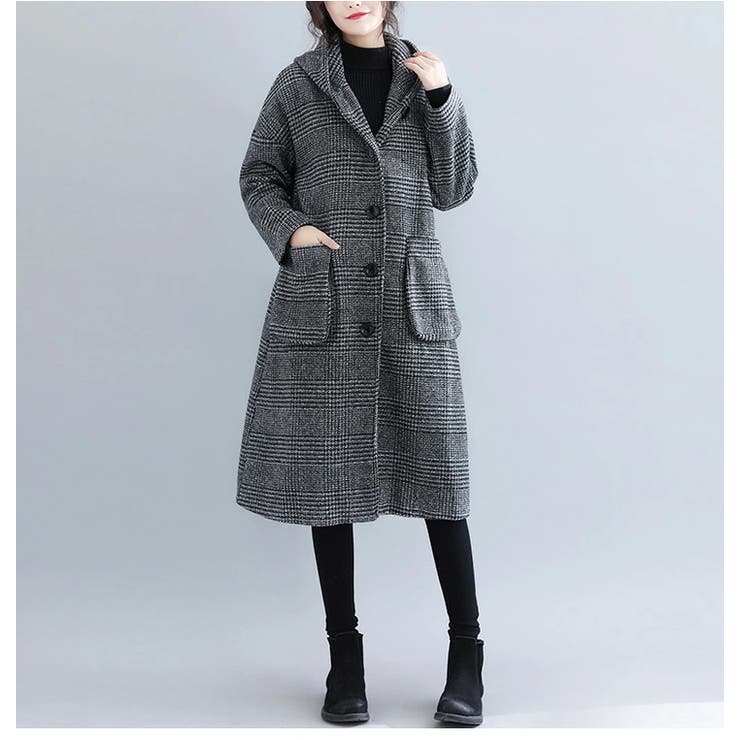 ゆったりシルエット レディース フーデットコート[品番