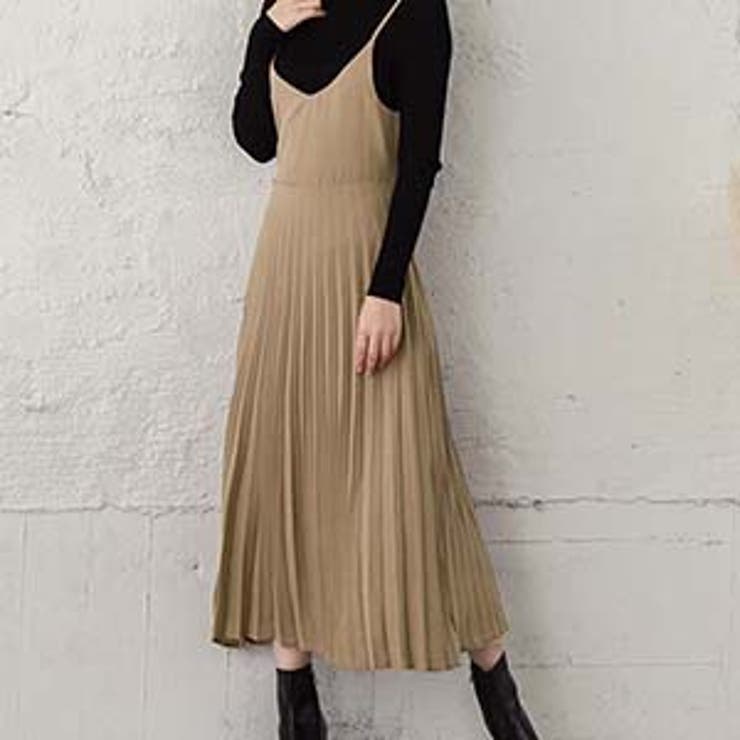 ベージュ | プリーツ キャミソールワンピース ワンピース | La-gemme