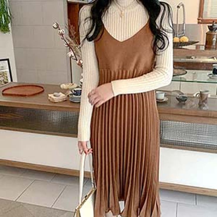 ブラウン | プリーツ キャミソールワンピース ワンピース | La-gemme