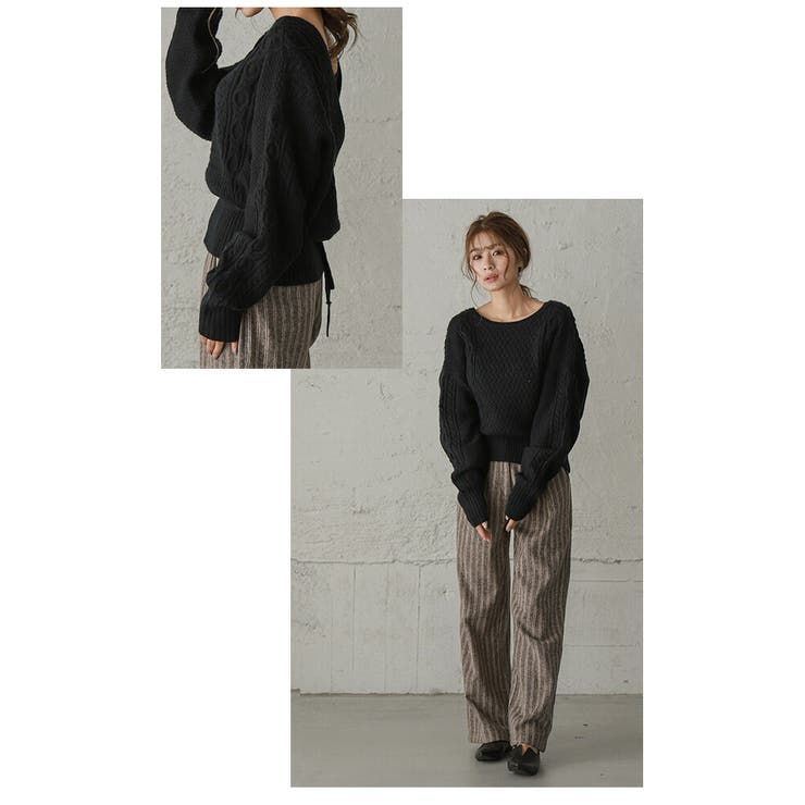 新品 アラン柄カシュクール2wayニット 2way アラン編み カシュクールニット[品番：LGMW0004028]｜La-gemme