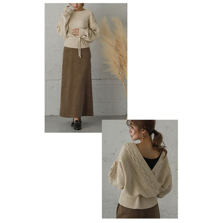 2way アラン編み カシュクールニット[品番：LGMW0004028]｜La-gemme