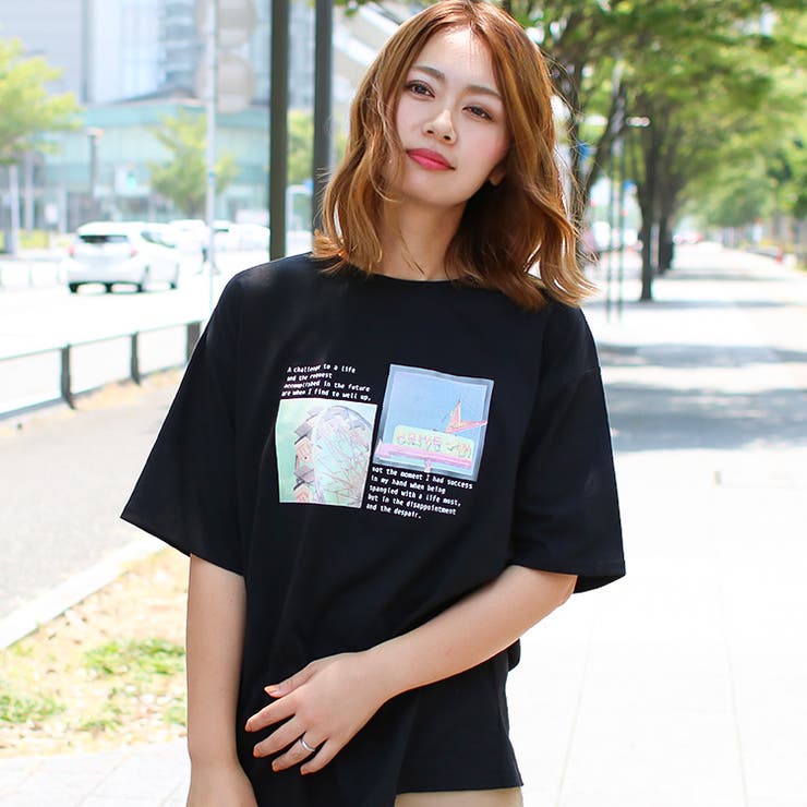 ホログラムフォトTシャツ ビッグシルエット ドロップショルダー[品番