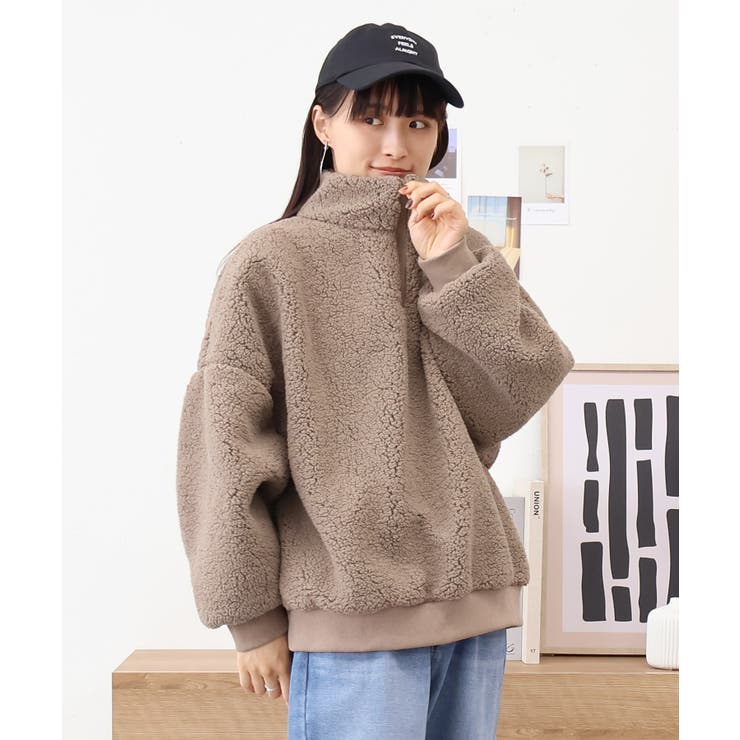 ♂️【L】☆新品☆【サークル ガール❗】ボアパイル/ジャカード・ハーフZIPプル