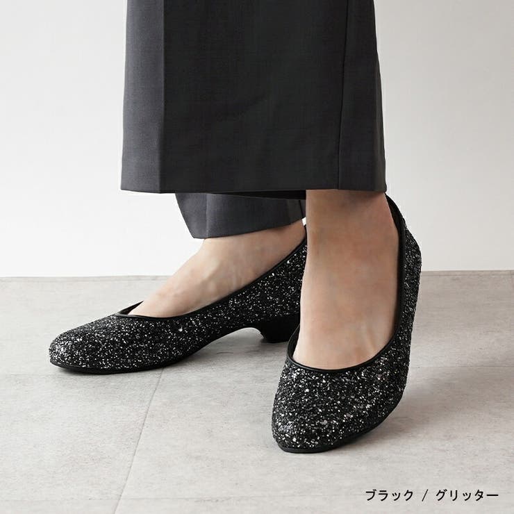 ブラック（グリッター） | パンプス ラウンドトゥ 3 | La luna 