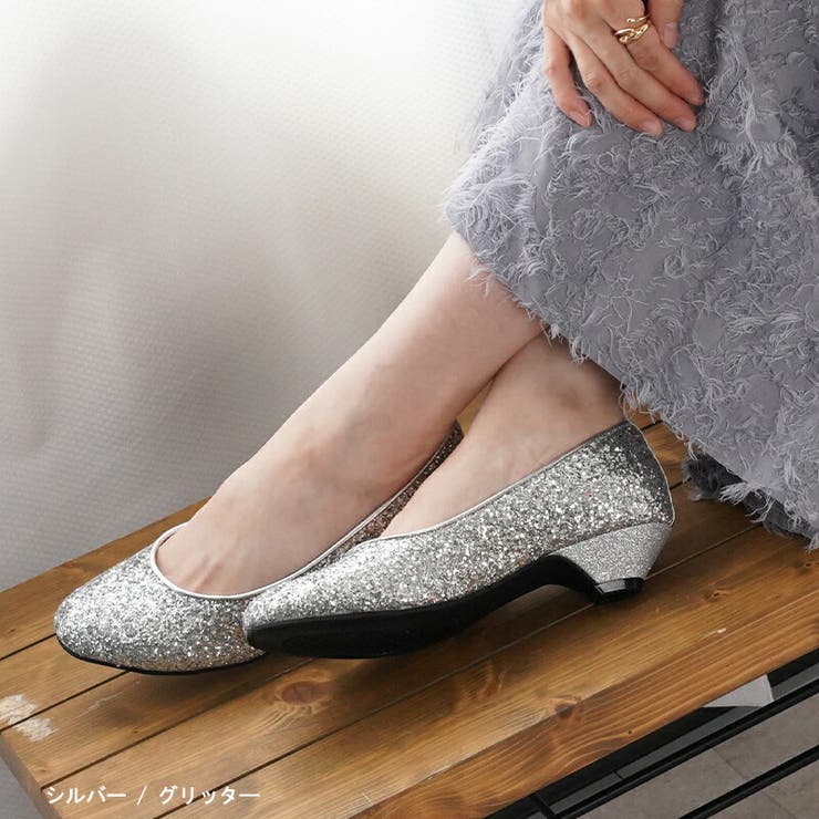 シルバー（グリッター） | パンプス ラウンドトゥ 3 | La luna 