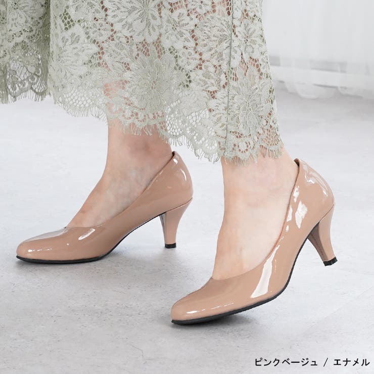 ピンクベージュ（エナメル） | パンプス ALETTA ラウンドトゥ | La luna 