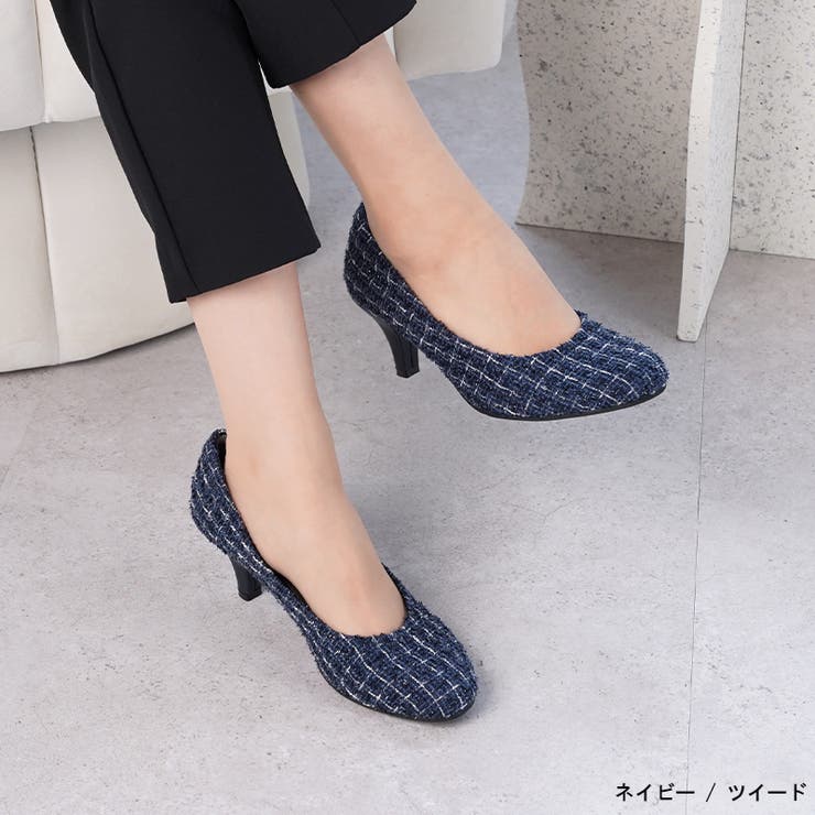 ネイビー（ツイード） | パンプス ALETTA ラウンドトゥ | La luna 