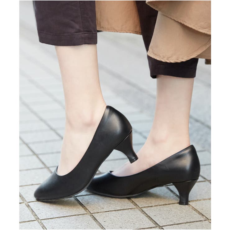 ブラック（本革風スムース） | パンプス アーモンドトゥ 5 | La luna 