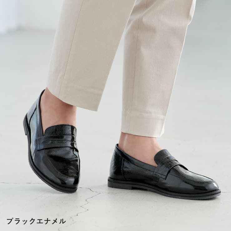 ブラックエナメル | ローファー レディース 40 | La luna 