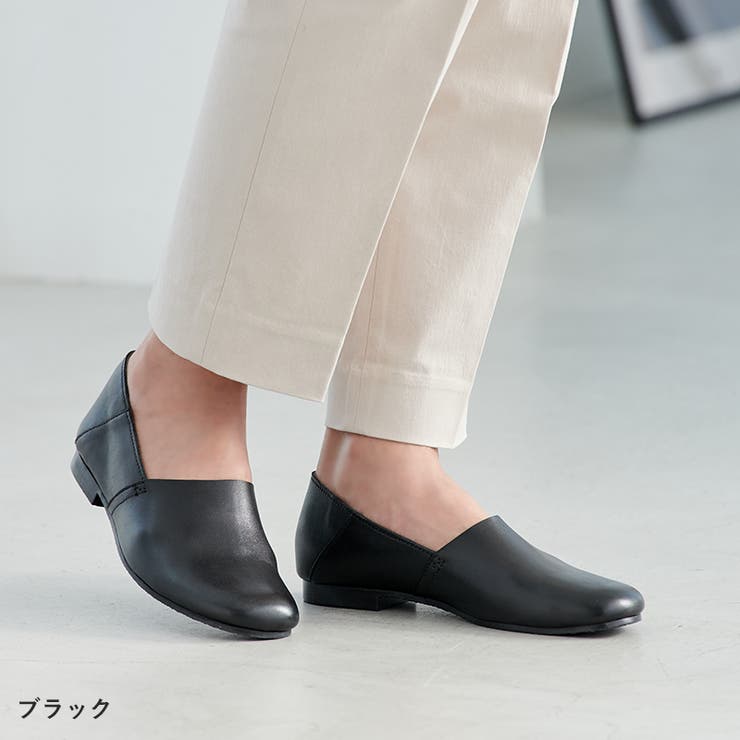 ブラック | スリッポン レディース レザー | La luna 