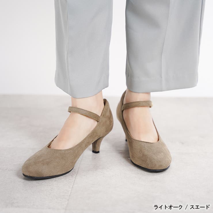 ライトオーク（スエード） | パンプス ラウンドトゥ ストラップ | La luna 