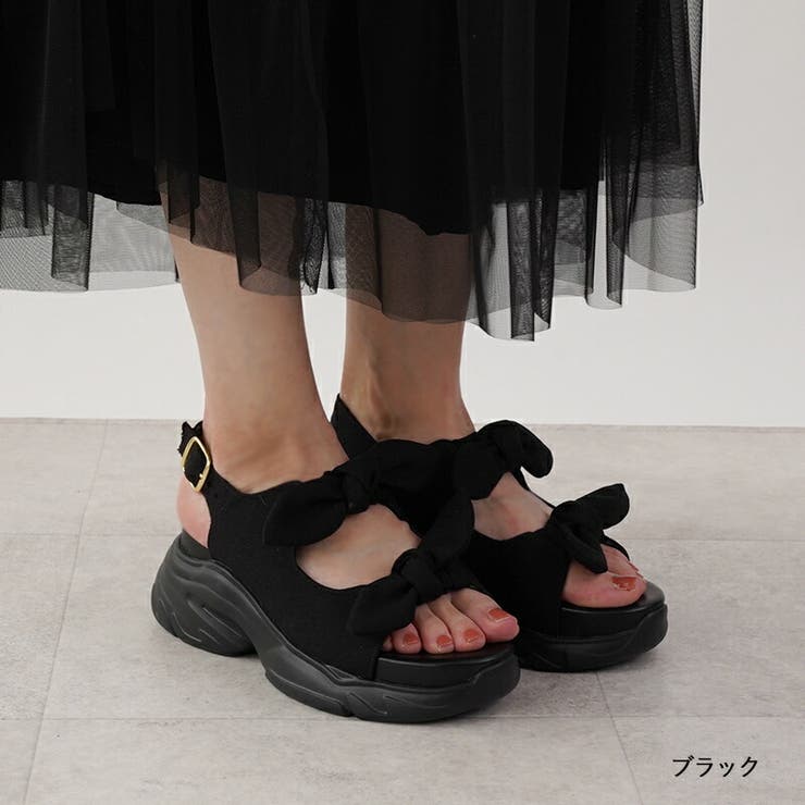 ✨美品✨　Leopoldo Giordano サンダル リボン　黒 リボン取り外しサンダル | ファッション通販サイト NUGU