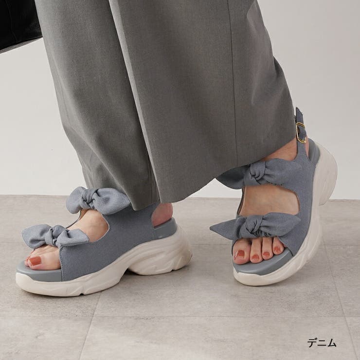 デニム | サンダル レディース リボンサンダル | La luna 