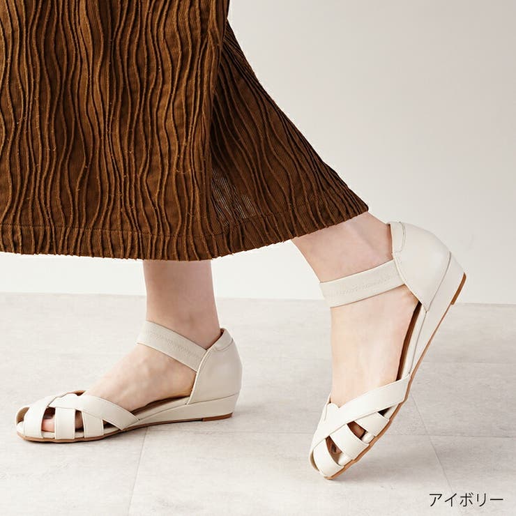 アイボリー | サンダル ゴムストラップサンダル 3cmヒール | La luna 