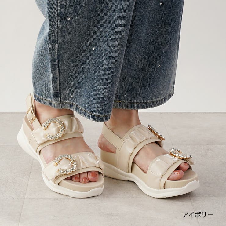 アイボリー | サンダル レディース ビジュー | La luna 