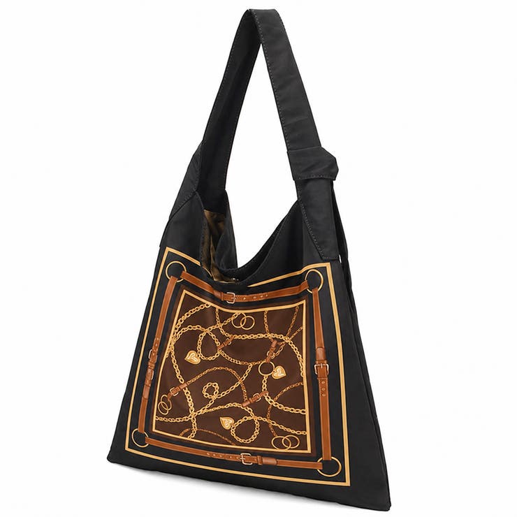 ブラック | スカフィナ スカーフ柄ワンショルダーバッグ | Largu