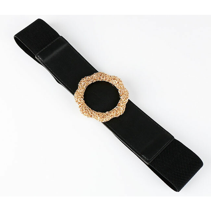 BLACK | ベルト太ベルト ゴムベルト リボン レース バックル パーティーベルト | LATTE