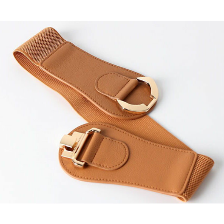 BROWN | ベルト レディース 太ベルト ゴムベルト リボン レース バックル | LATTE