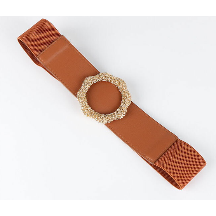 BROWN | ベルト太ベルト ゴムベルト リボン レース バックル パーティーベルト | LATTE