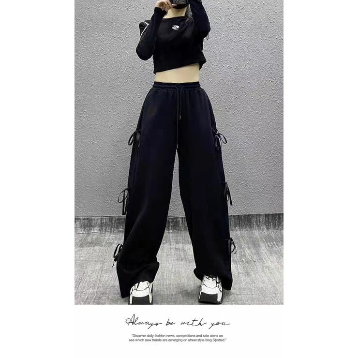 ワイドパンツ ロング ひざ下 イージーパンツ ゆったり ウエストゴム | LATTE | 詳細画像4 