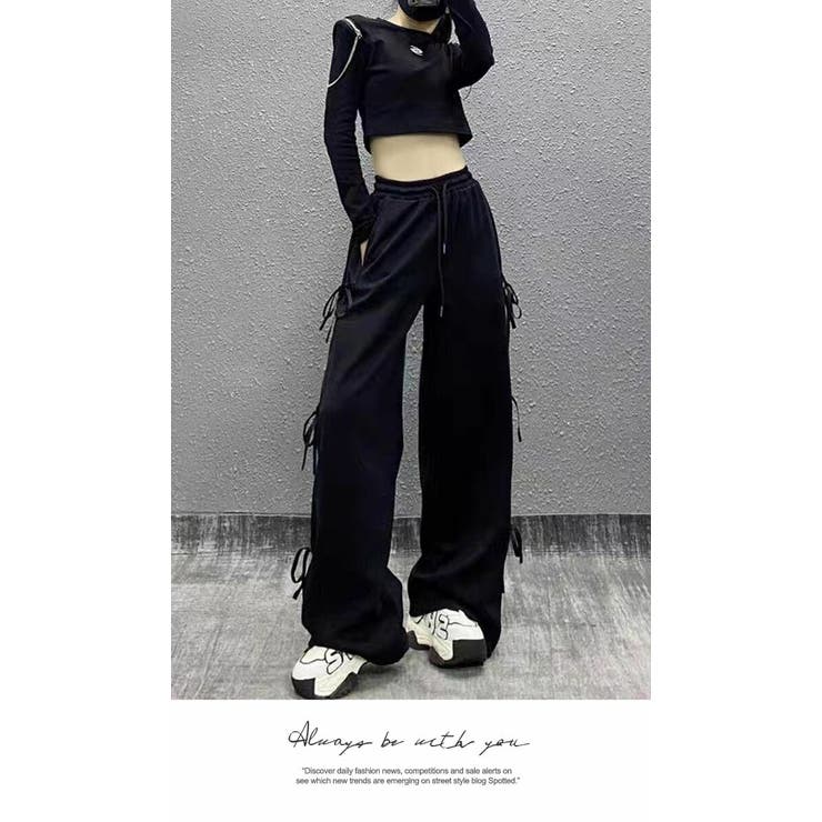 ワイドパンツ ロング ひざ下 イージーパンツ ゆったり ウエストゴム | LATTE | 詳細画像5 