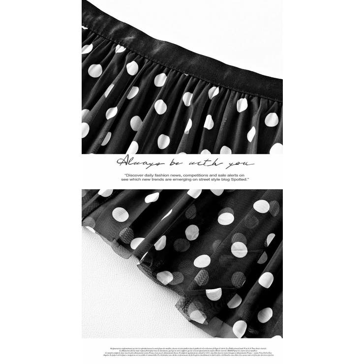 ロングスカート ひざ下 Aライン ドットカート ウエストゴム ボリューム | LATTE | 詳細画像6 