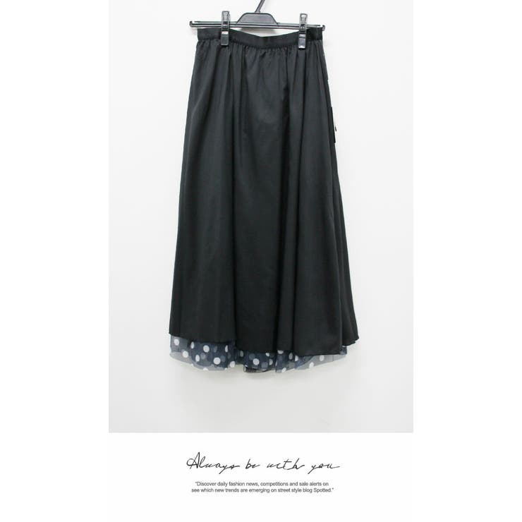 ロングスカート ひざ下 Aライン ドットカート ウエストゴム ボリューム | LATTE | 詳細画像8 