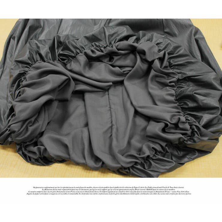 ロングスカート 膝下 Aライン ウエストゴム ボリューム ゆったり 薄PU | LATTE | 詳細画像9 