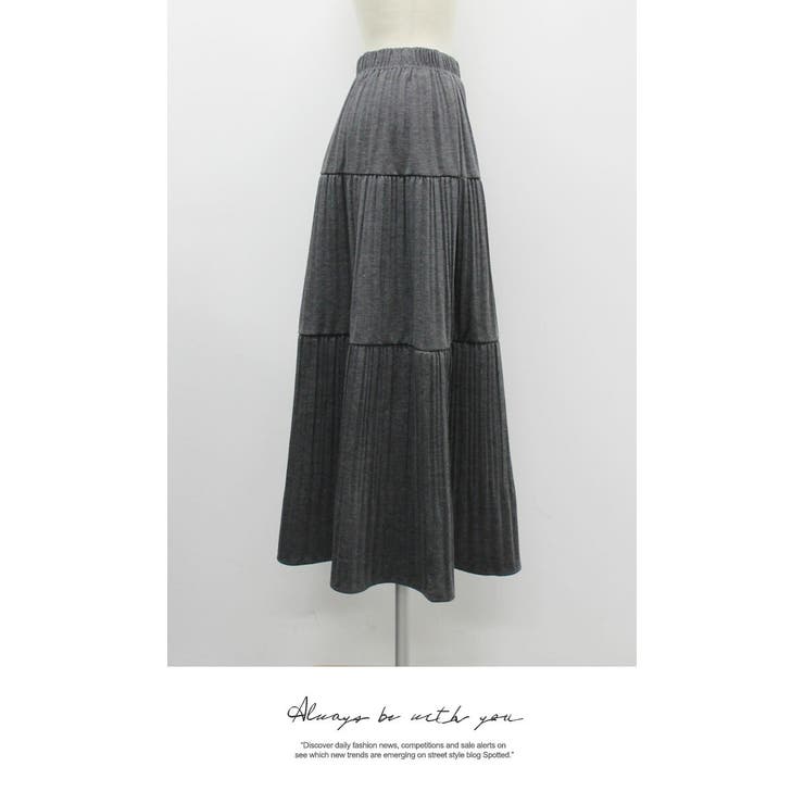 ロングスカートひざ下 Aライン しわ加工リラックス ウエストゴム ボリューム | LATTE | 詳細画像6 