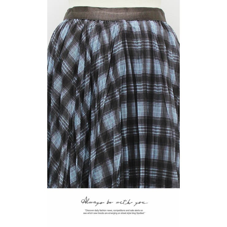 ロングスカート ひざ下 Aライン チェック ウエストゴム ボリューム レース | LATTE | 詳細画像10 