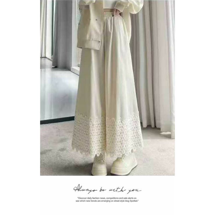 ボトムス ワイドパンツ ロング フリル ポケット リラックス ウエストゴム | LATTE | 詳細画像3 