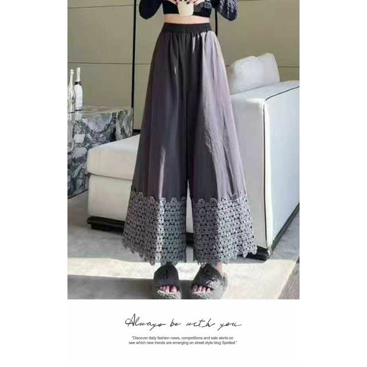 ボトムス ワイドパンツ ロング フリル ポケット リラックス ウエストゴム | LATTE | 詳細画像4 