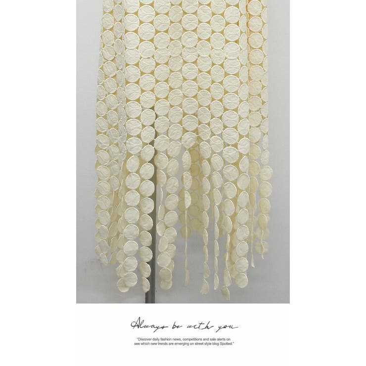 ロングスカート ドット膝下 ひざ下 カートウエストゴム セルフカット オシャレ | LATTE | 詳細画像7 