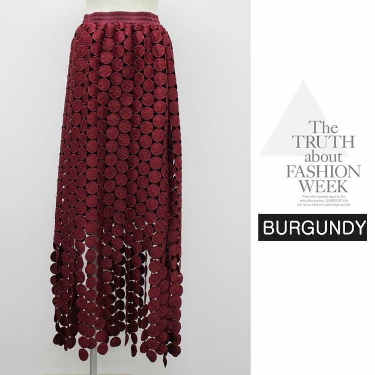 ロングスカート ドット膝下 ひざ下 カートウエストゴム セルフカット オシャレ | LATTE | 詳細画像9 