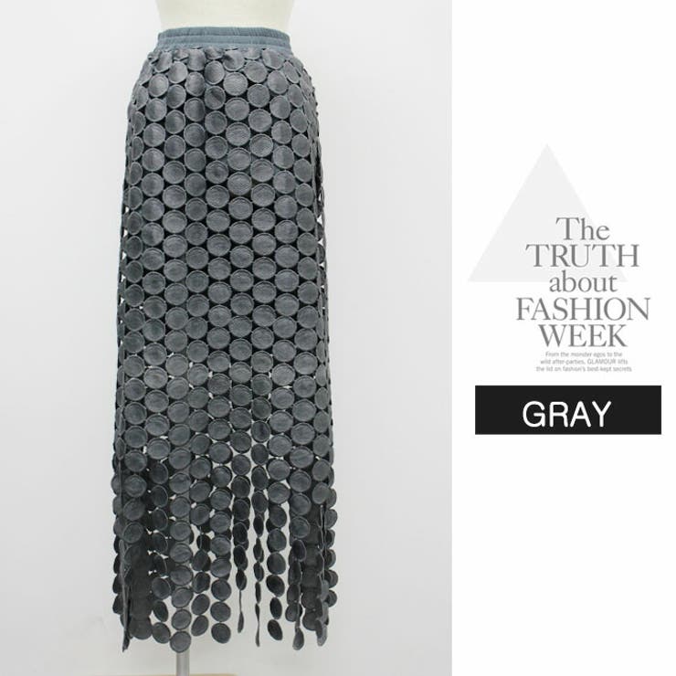 ロングスカート ドット膝下 ひざ下 カートウエストゴム セルフカット オシャレ | LATTE | 詳細画像10 