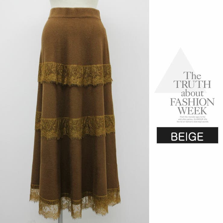 ボトムス ロングスカート 膝下 ひざ下 Aライン ウエストゴム  ニット | LATTE | 詳細画像10 