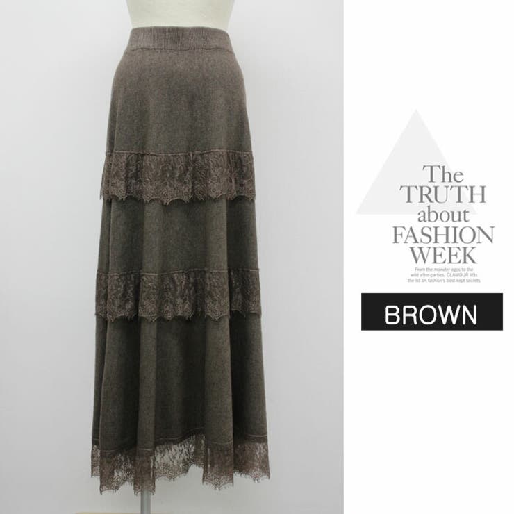 ボトムス ロングスカート 膝下 ひざ下 Aライン ウエストゴム  ニット | LATTE | 詳細画像11 