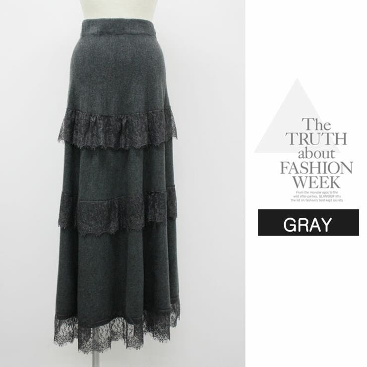 ボトムス ロングスカート 膝下 ひざ下 Aライン ウエストゴム  ニット | LATTE | 詳細画像12 