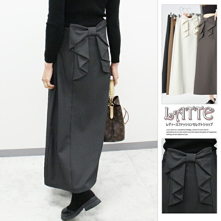 スカート レディース  前後着られるリボン付きスカート | LATTE | 詳細画像1 