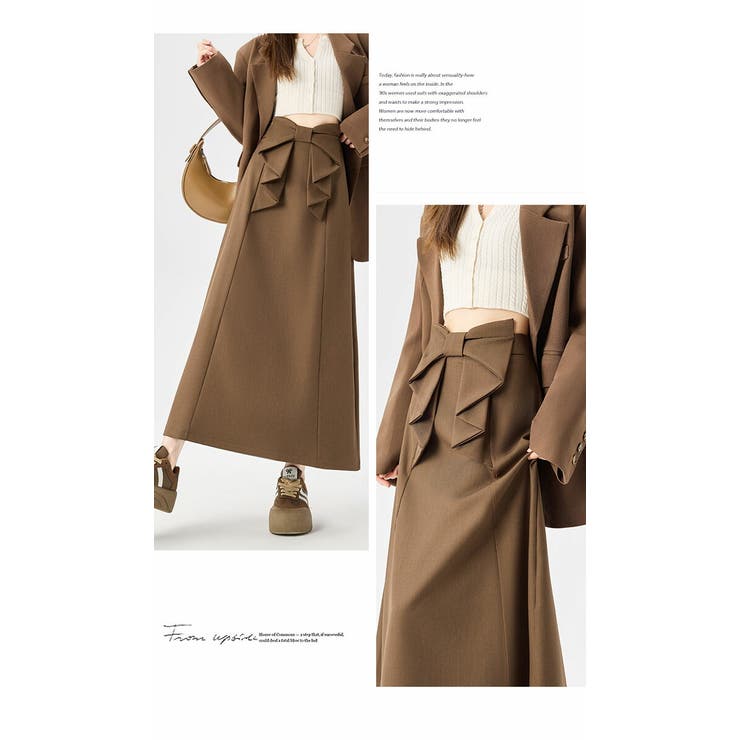 ボトムス ロングスカート 膝下 ひざ下 Aライン リラックス リボン付き | LATTE | 詳細画像4 