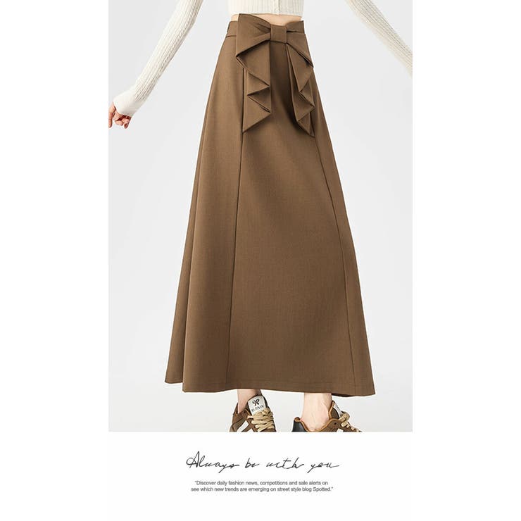 ボトムス ロングスカート 膝下 ひざ下 Aライン リラックス リボン付き | LATTE | 詳細画像5 