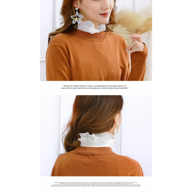 つけ襟 白 ホワイト 付け襟 重ね着 無地 角襟 丸襟 フリルネック | LATTE | 詳細画像3 