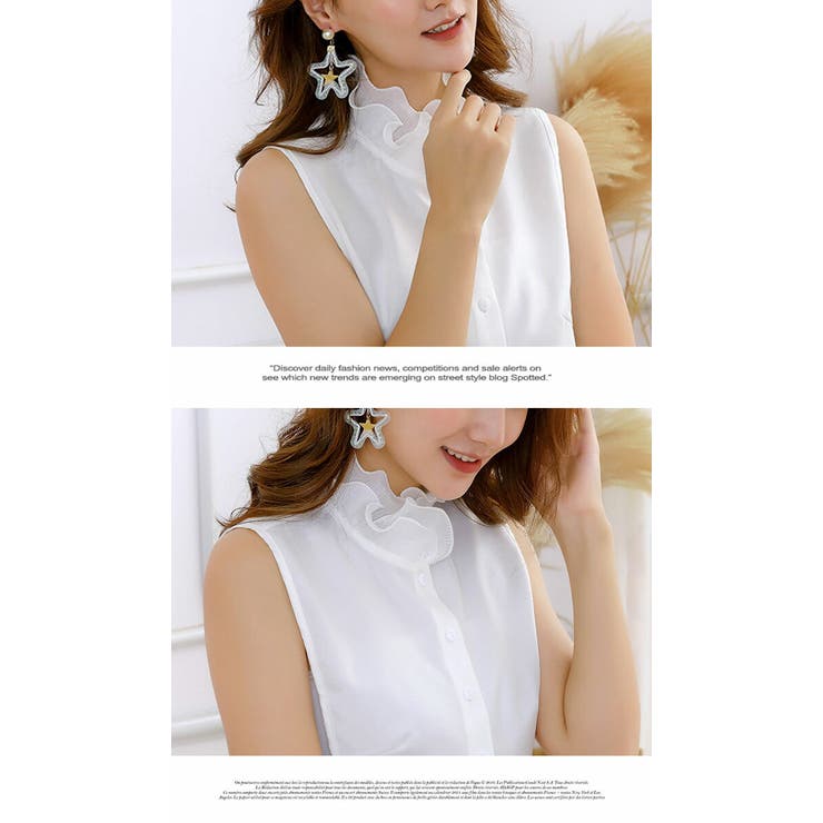 つけ襟 白 ホワイト 付け襟 重ね着 無地 角襟 丸襟 フリルネック | LATTE | 詳細画像4 