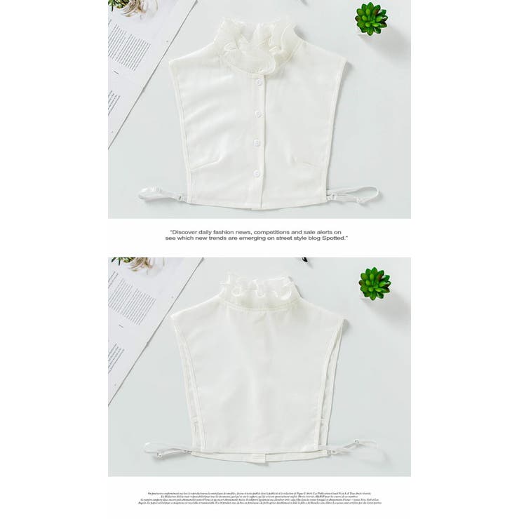 つけ襟 白 ホワイト 付け襟 重ね着 無地 角襟 丸襟 フリルネック | LATTE | 詳細画像7 