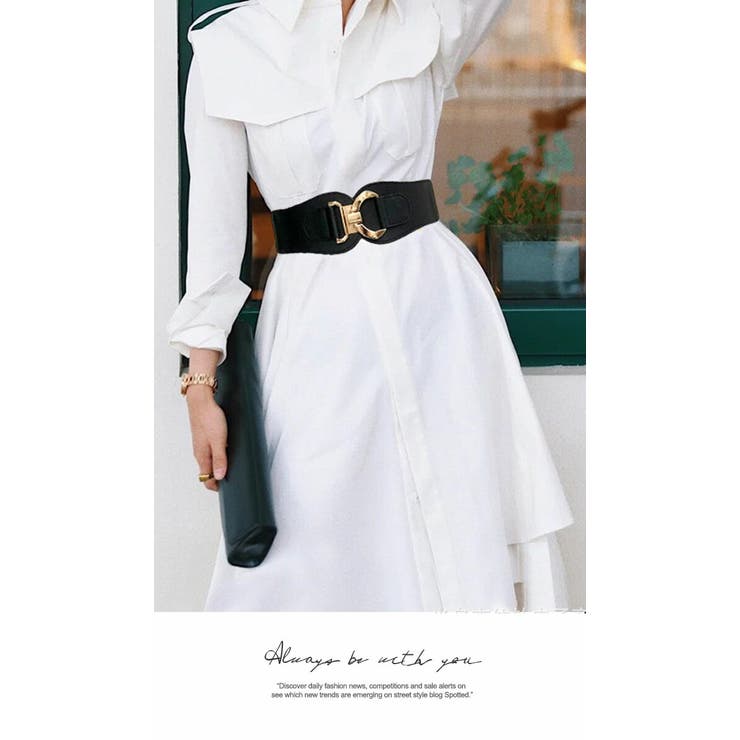 ベルト レディース 太ベルト ゴムベルト リボン レース バックル | LATTE | 詳細画像2 