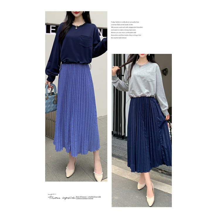 ワンピース 長袖 ラウンドネック ワンピース ロング丈 秋冬 フリル デート | LATTE | 詳細画像2 