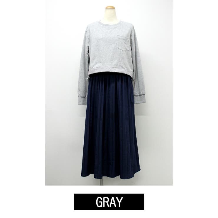 ワンピース 長袖 ラウンドネック ワンピース ロング丈 秋冬 フリル デート | LATTE | 詳細画像6 