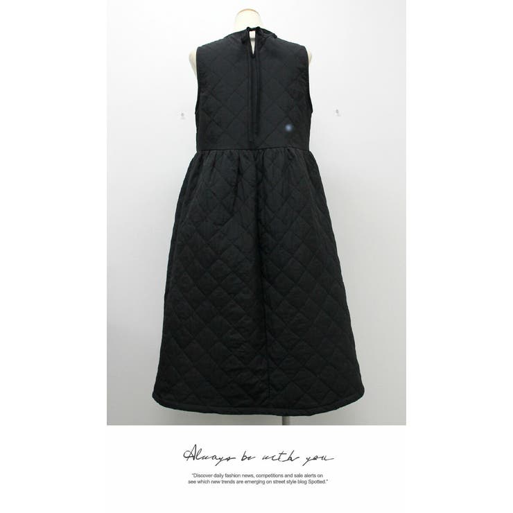 中綿ワンピース ロング丈 ベスト無地 暖かい ワンピース 秋冬 | LATTE | 詳細画像9 